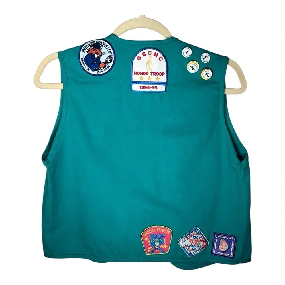 Vintage 90s Girl Scouts USA Badge Vest 1994-96 Honor Troop Patch Lot Union Tag